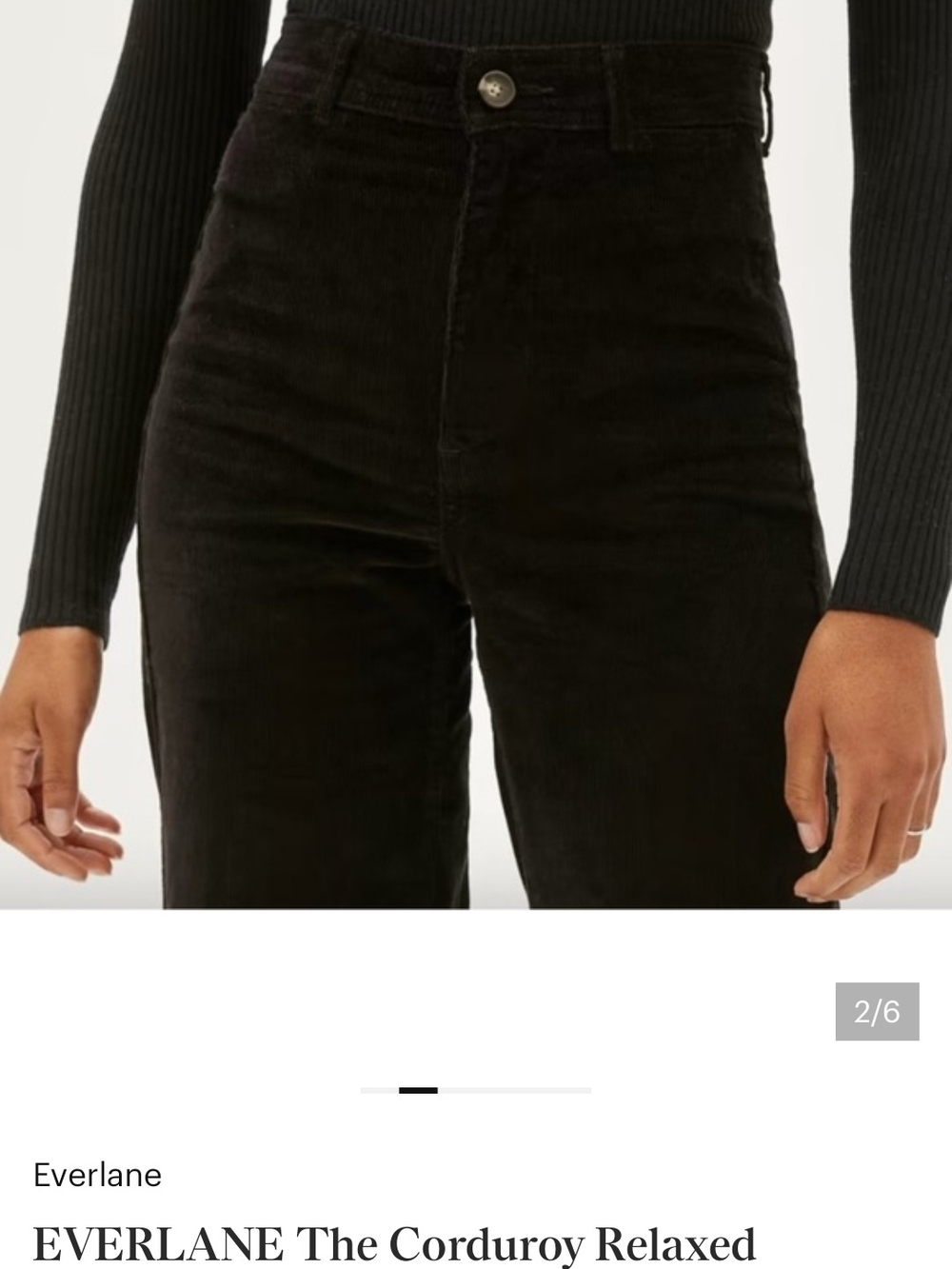 Everlane Women's Corduroy Relaxed High-Rise Pants in Black